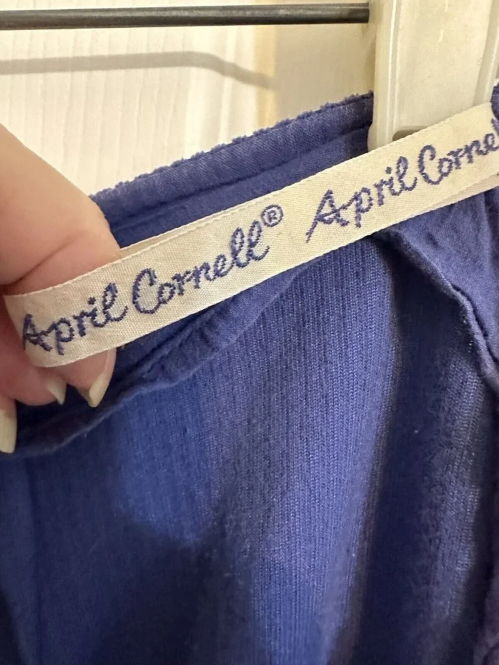 Vintage 90's April Cornell Blue Corduroy Straight Leg Pants Sz L High Waist - Picture 4 of 11